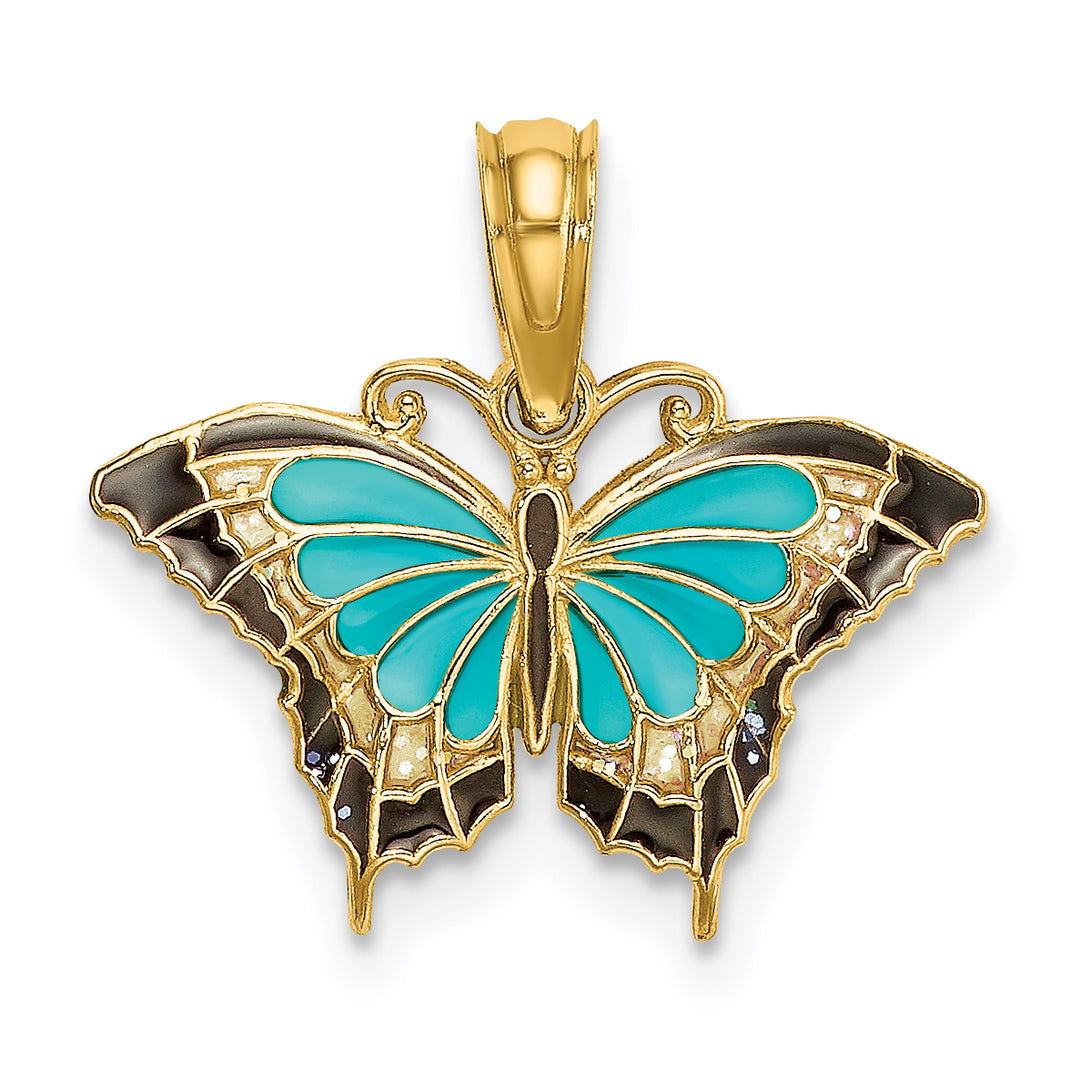 14K Small Enameled Wings Butterfly Charm