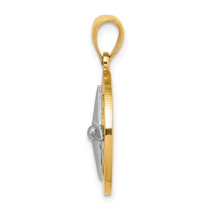 14K Nautical Compass w/White Gold Needle Charm