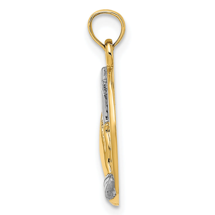 14K W/ Rhodium Praying Hands and Cross Charm