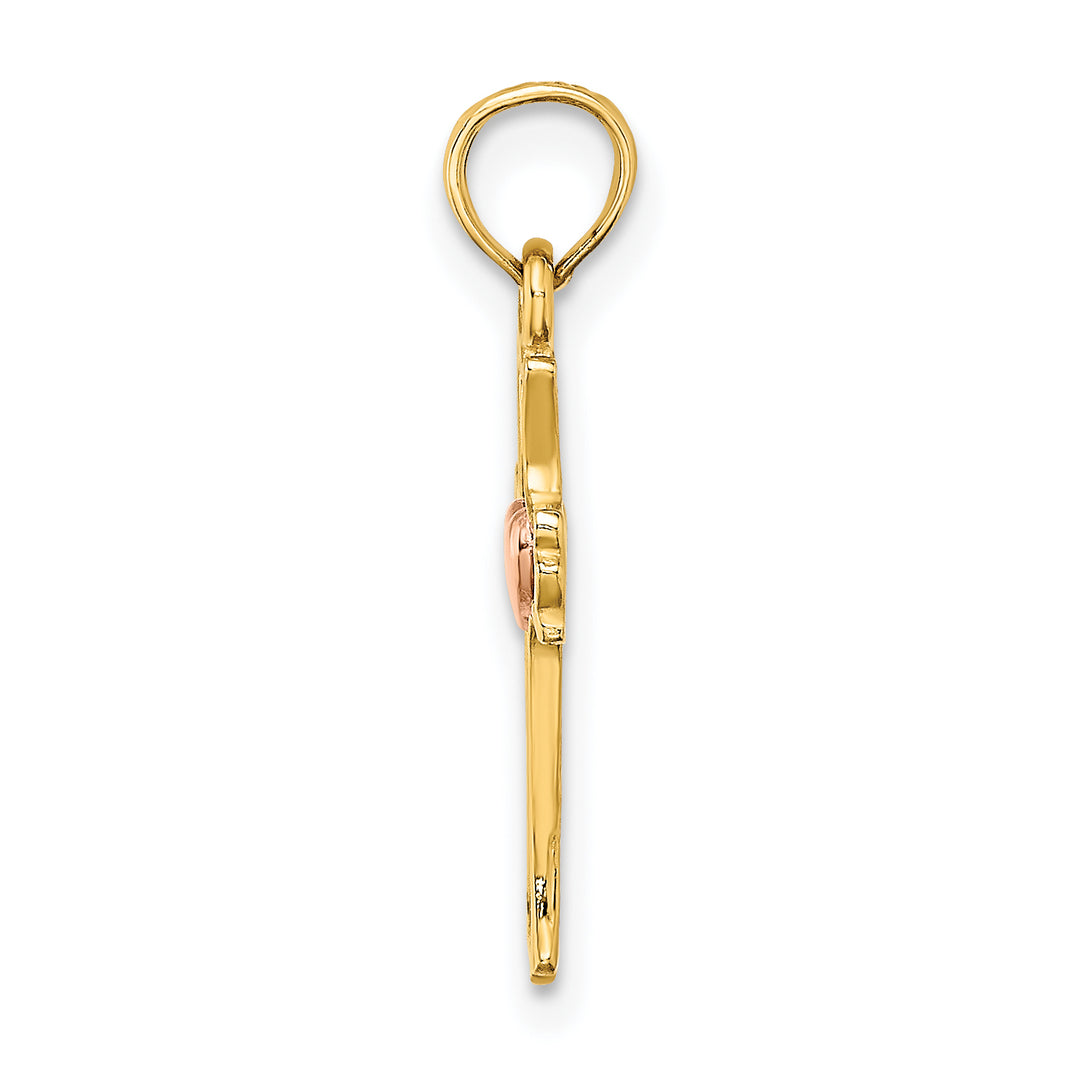 14k Two-Tone w/ Heart In Cross Charm
