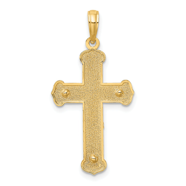 14K Two-tone Engraved Crucifix Charm
