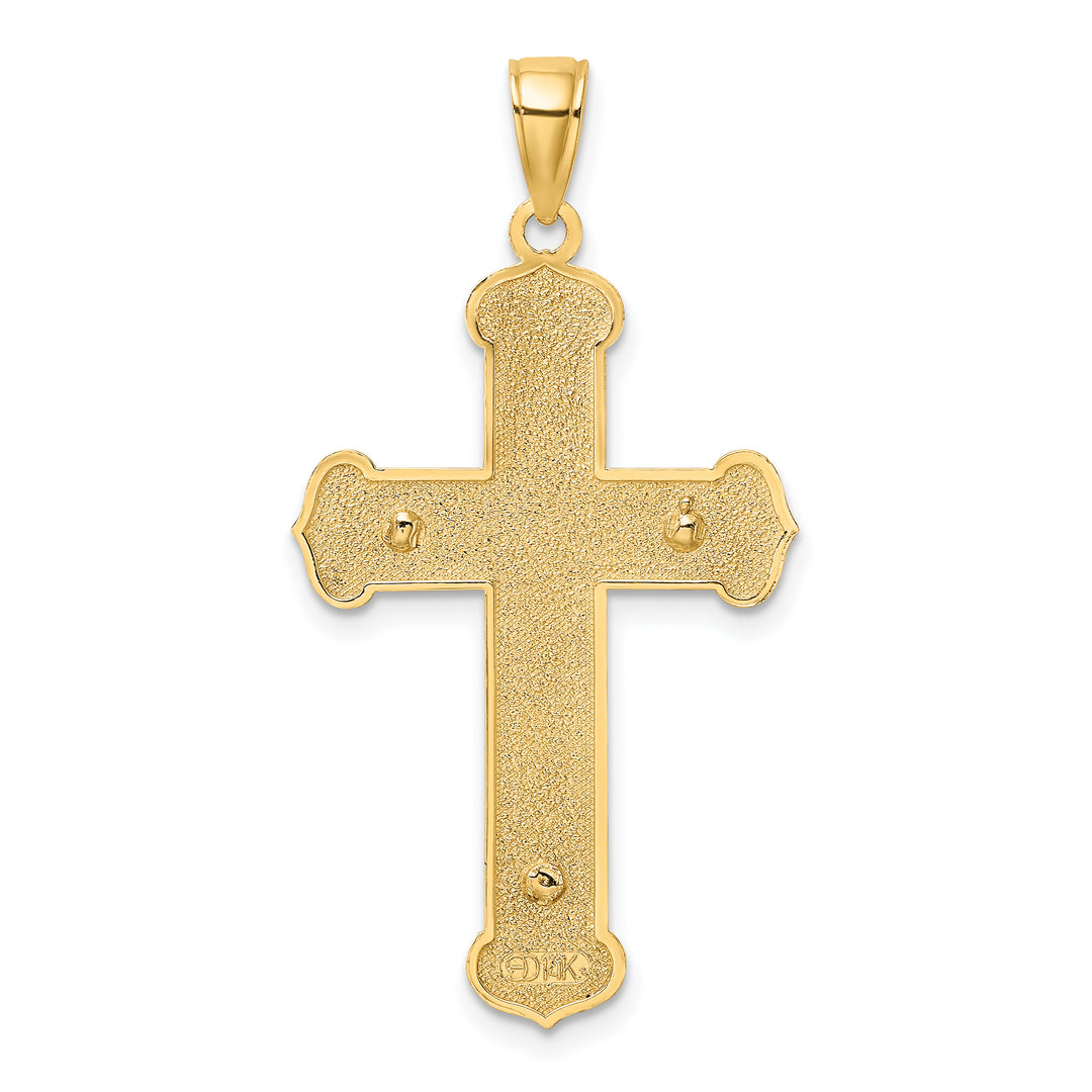 14K Two-tone Engraved Crucifix Charm