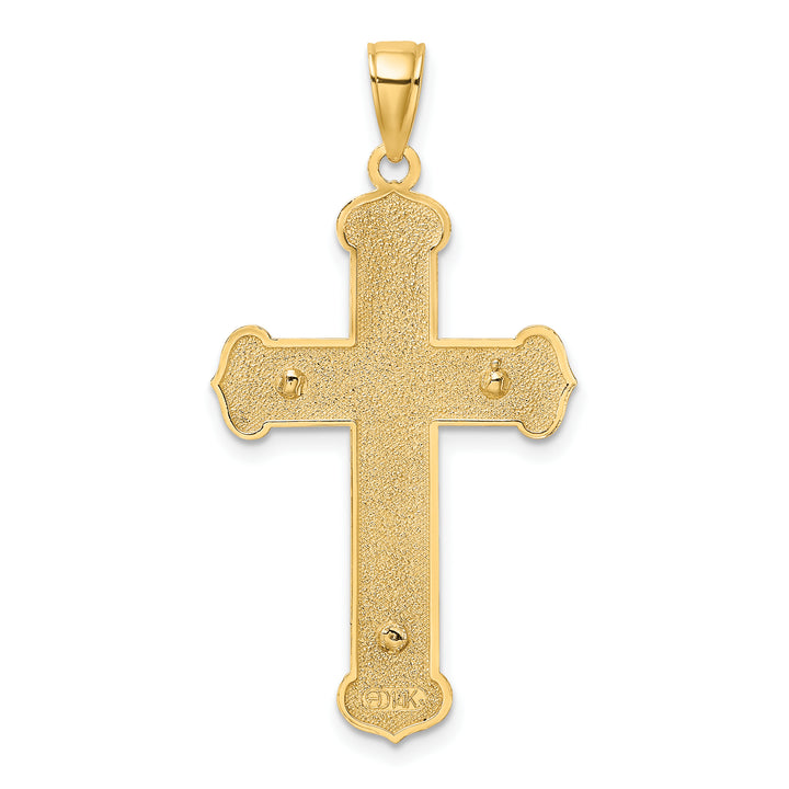 14K Two-tone Engraved Crucifix Charm