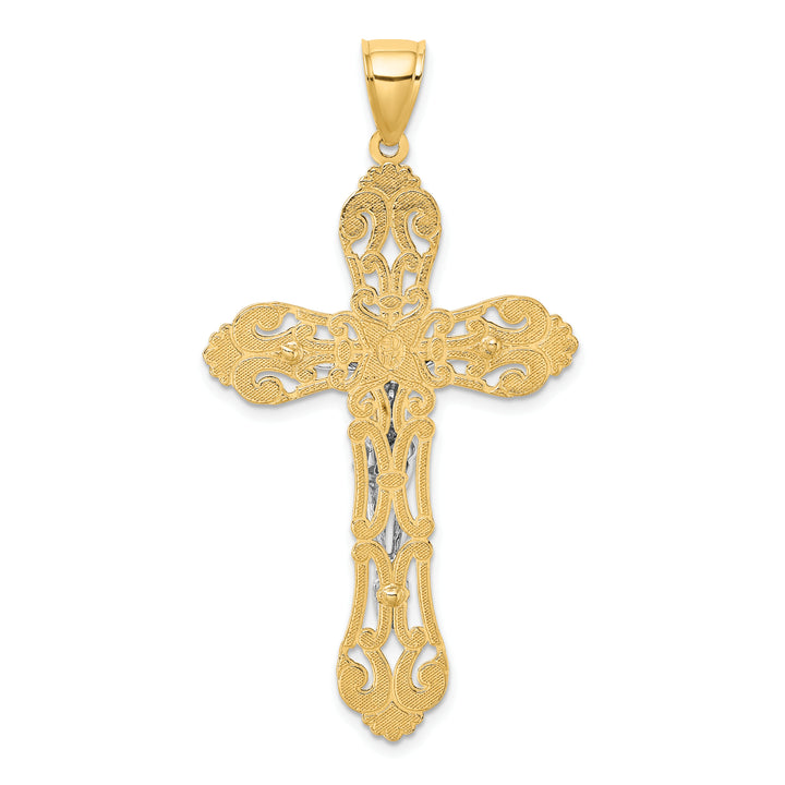 14K Two-tone Crucifix Charm