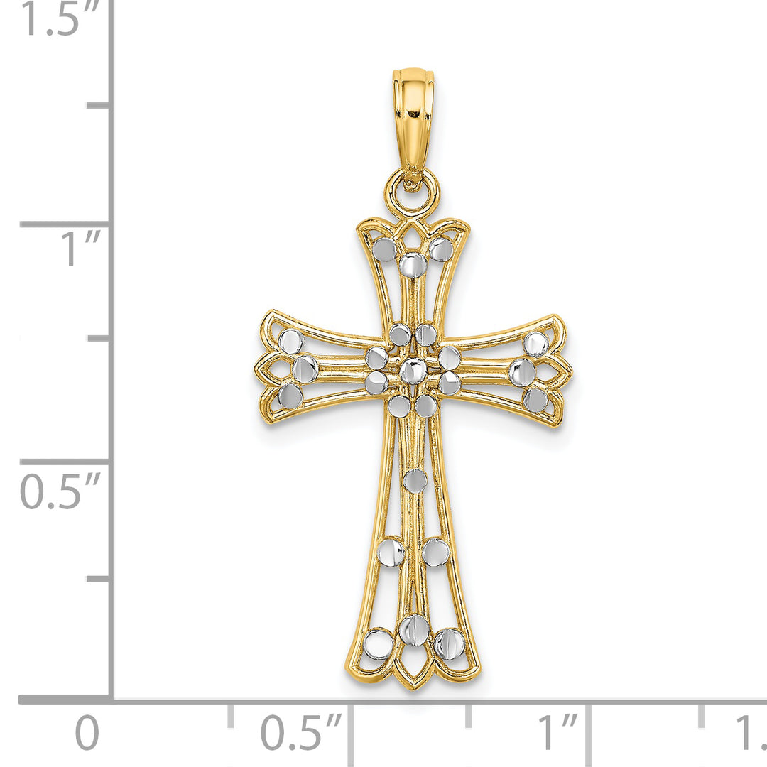 14K w/Rhodium D/C Cross Charm