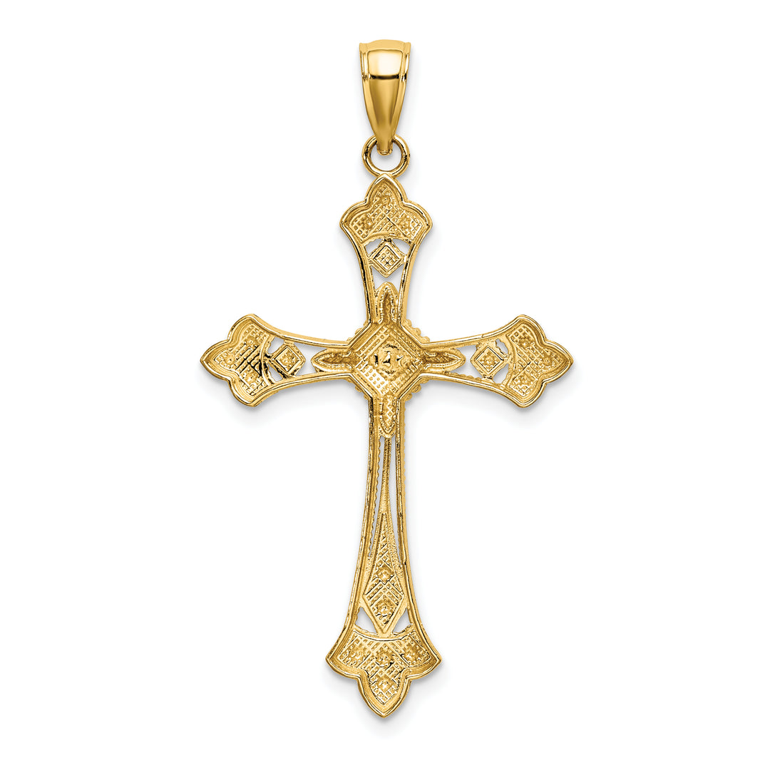 14K W/ Rhodium D/C Edges Cross Charm