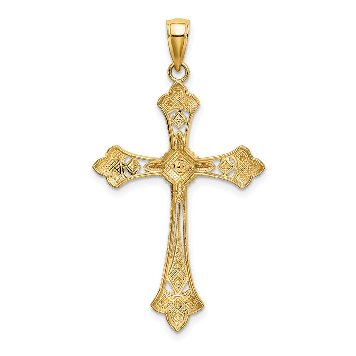 14K W/ Rhodium D/C Edges Cross Charm