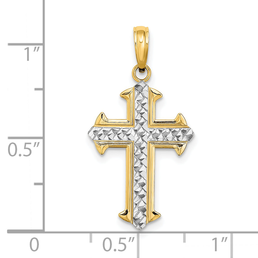 14K w/ Rhodium D/C Cross Charm