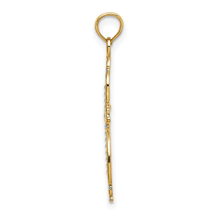 14K W/ Rhodium Beaded Cross Charm