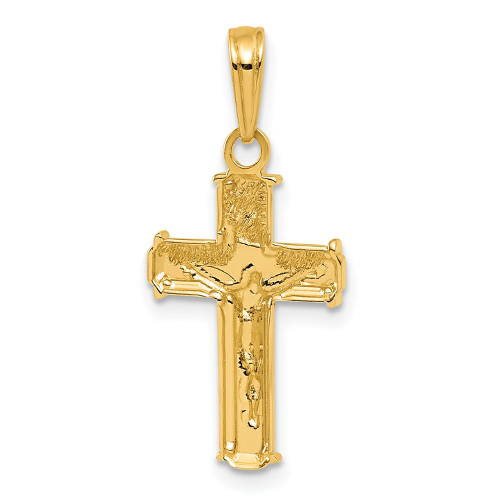 14K W/ Rhodium Polished Block INRI Crucifix Charm