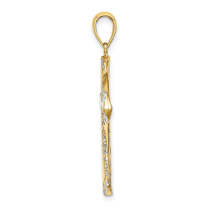 14K w/ Rhodium and D/C Reversible Cross Charm