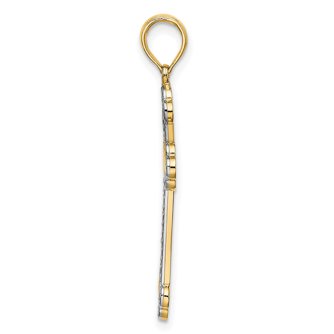 14K W/ Rhodium D/C Reversible Cross Charm