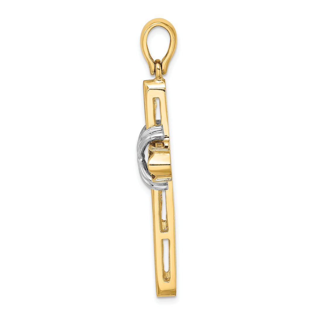 14K Two-tone  X  Center Polished Cross