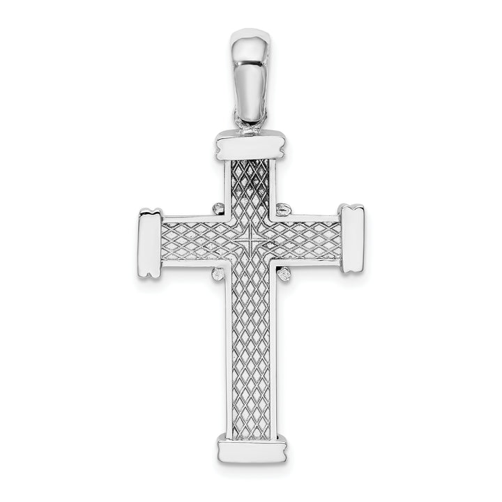 14k White Gold w/ X In Center Of Cross Charm
