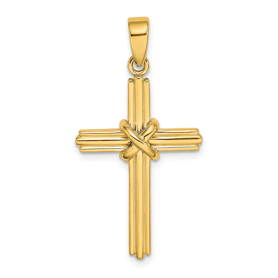14K Polished  X  Center Cross Charm