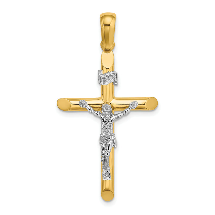 14K Two-tone Polished Crucifix Charm
