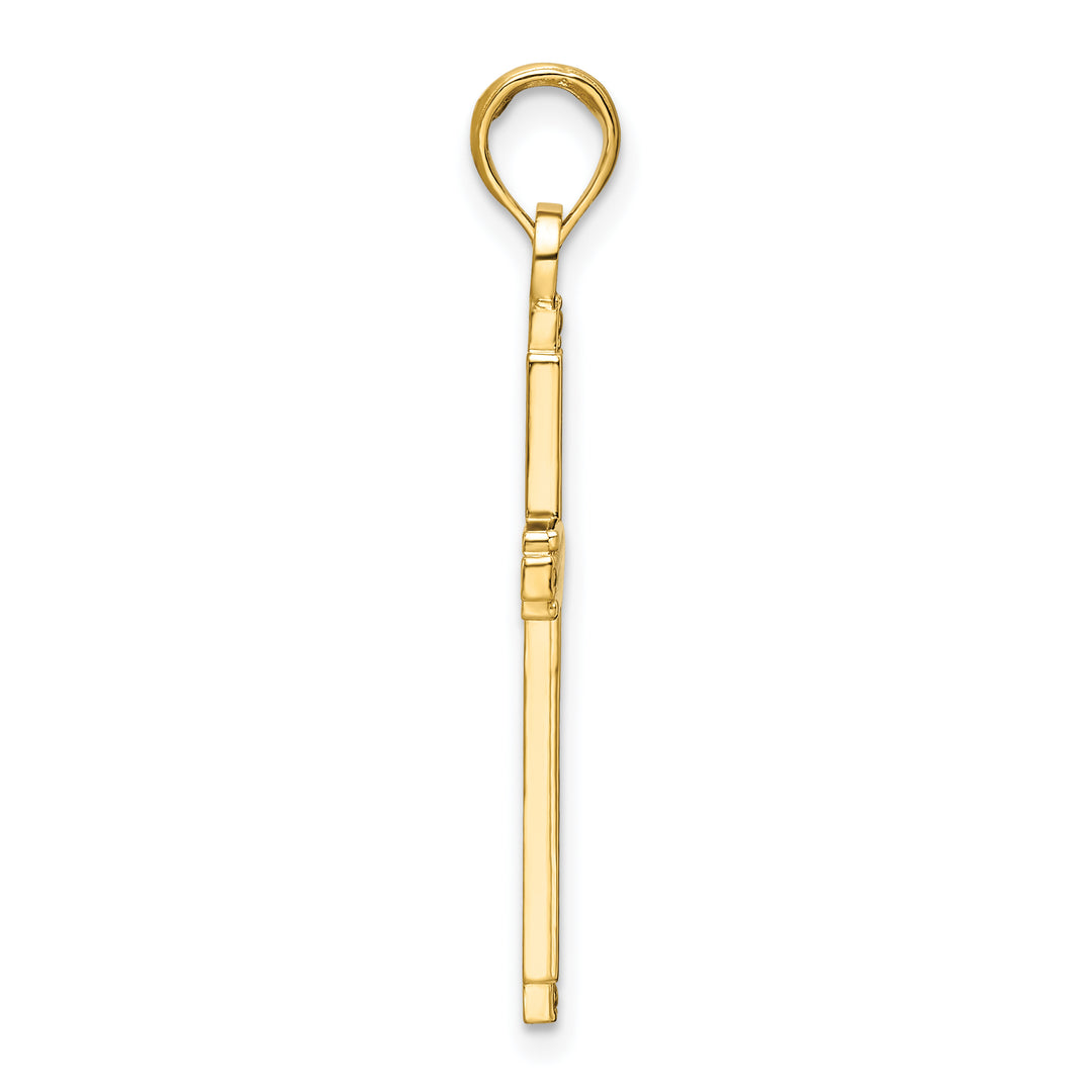 14K Polished Beaded Cross Pendant
