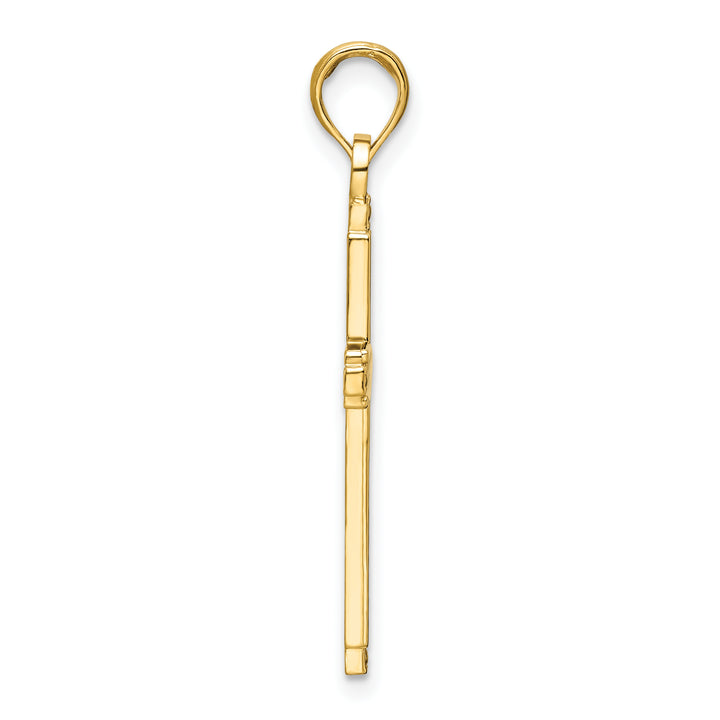 14K Polished Beaded Cross Pendant