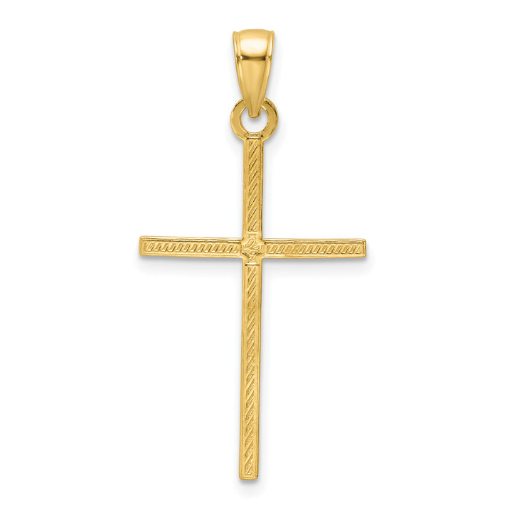 14K Polished Beaded Cross Pendant