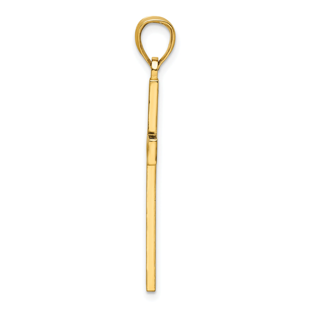 14K Polished Beaded Cross Pendant
