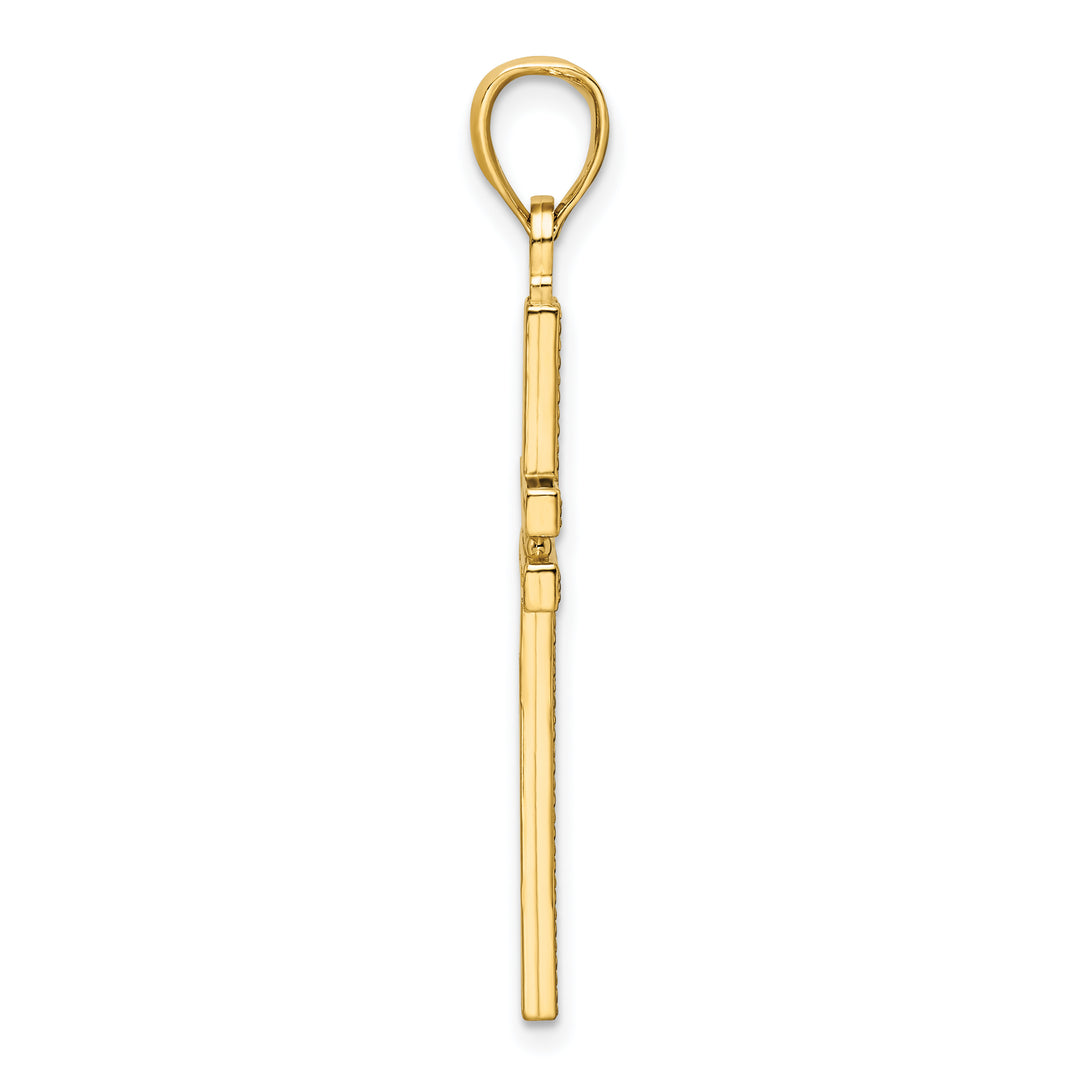 14K Polished Beaded Cross Pendant