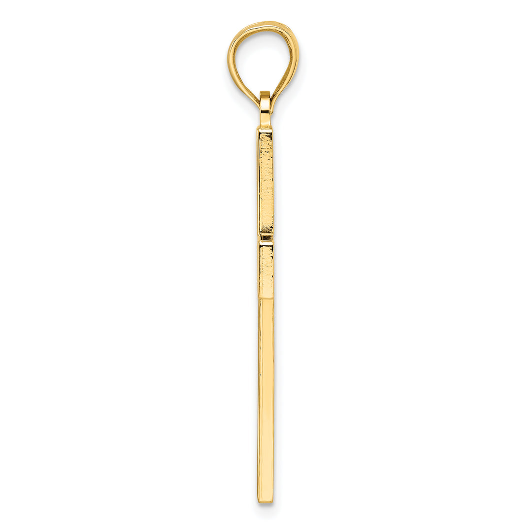 14k Beaded & Polished Double Cross Pendant