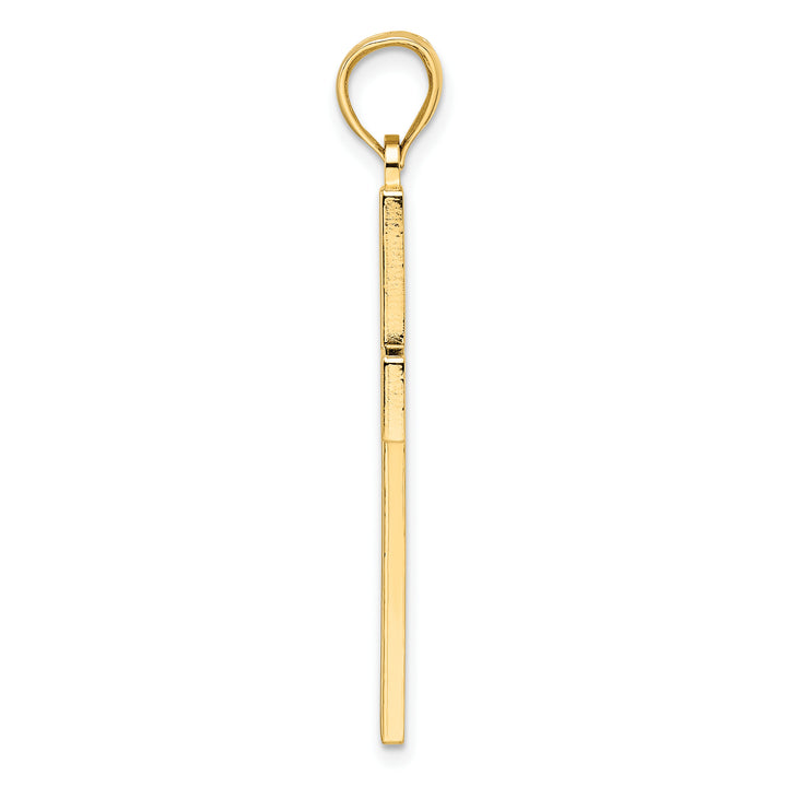 14k Beaded & Polished Double Cross Pendant