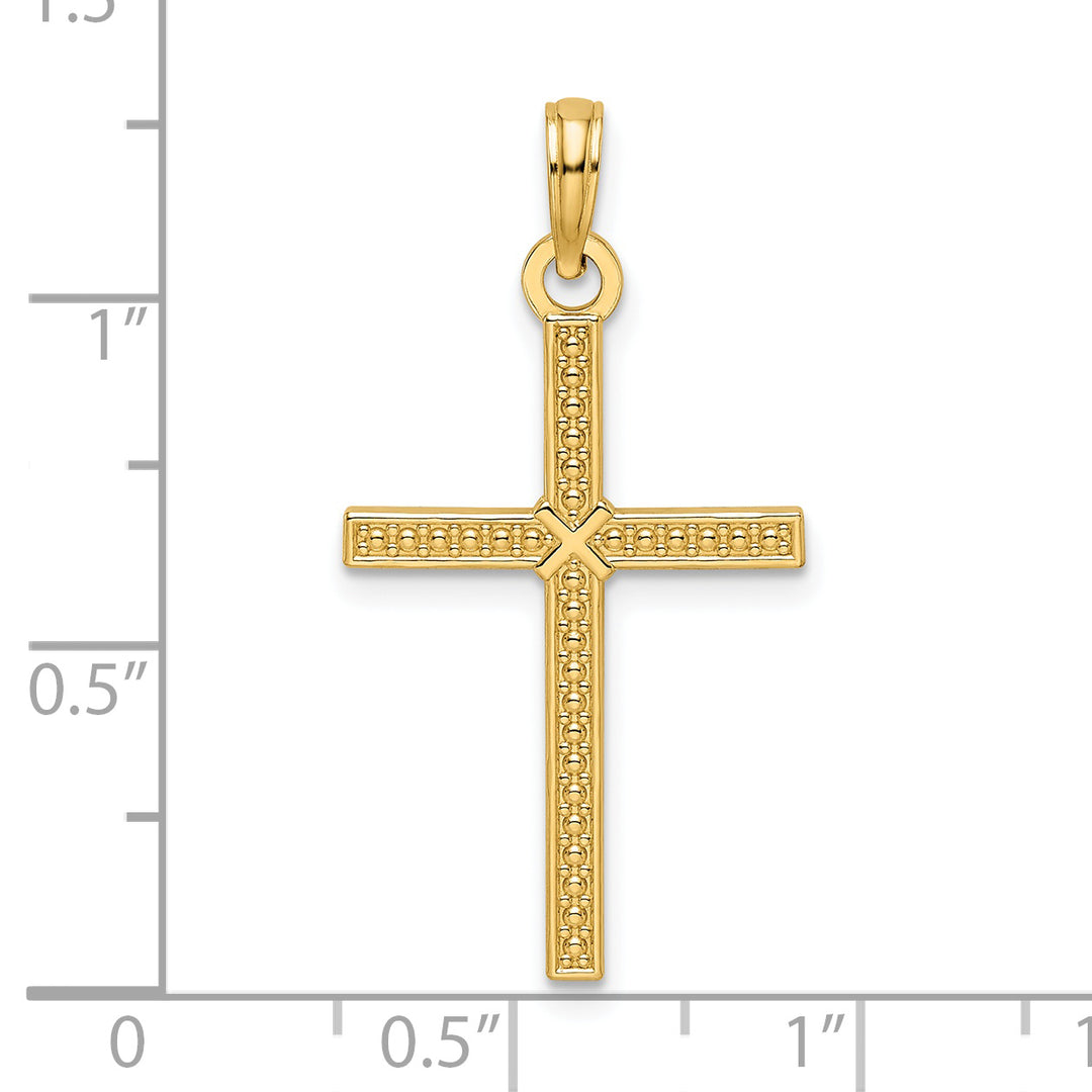 14k Beaded & Polished Fancy Cross Pendant