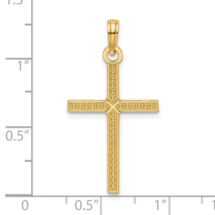 14k Beaded & Polished Fancy Cross Pendant