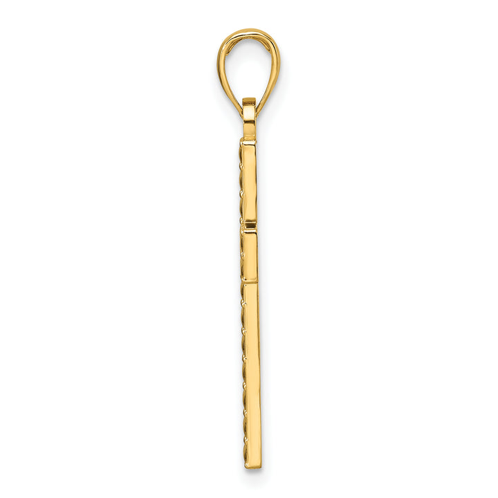 14K Polished & Textured Cross Pendant