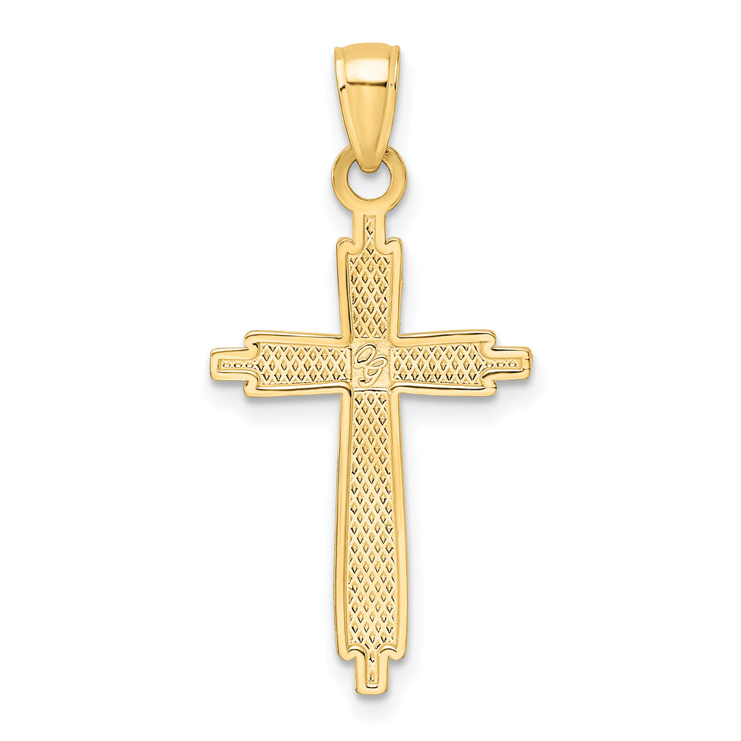 14K Polished & Textured Fancy Cross Pendant