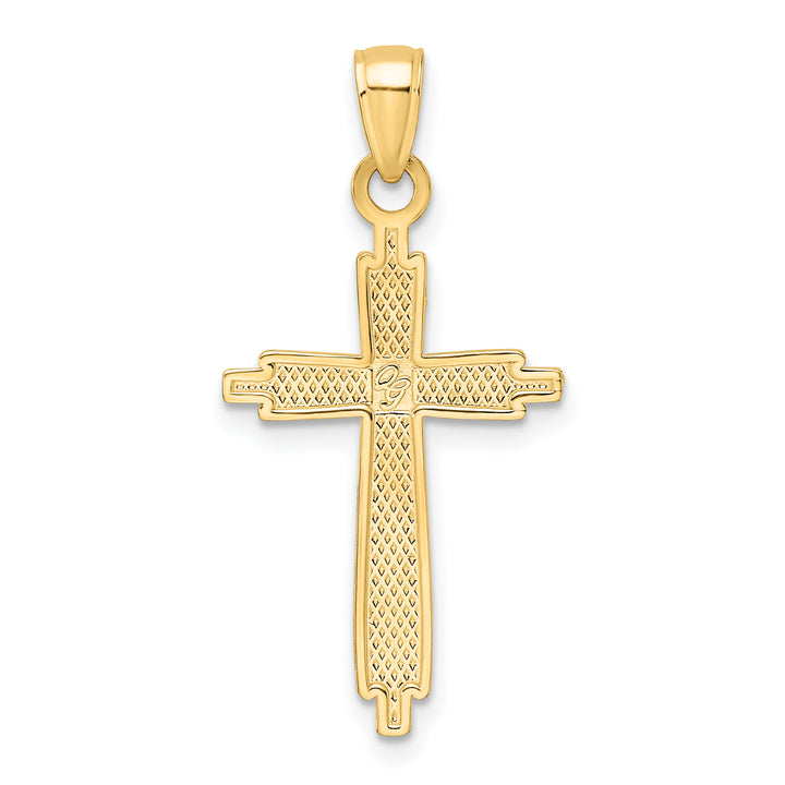 14K Polished & Textured Fancy Cross Pendant