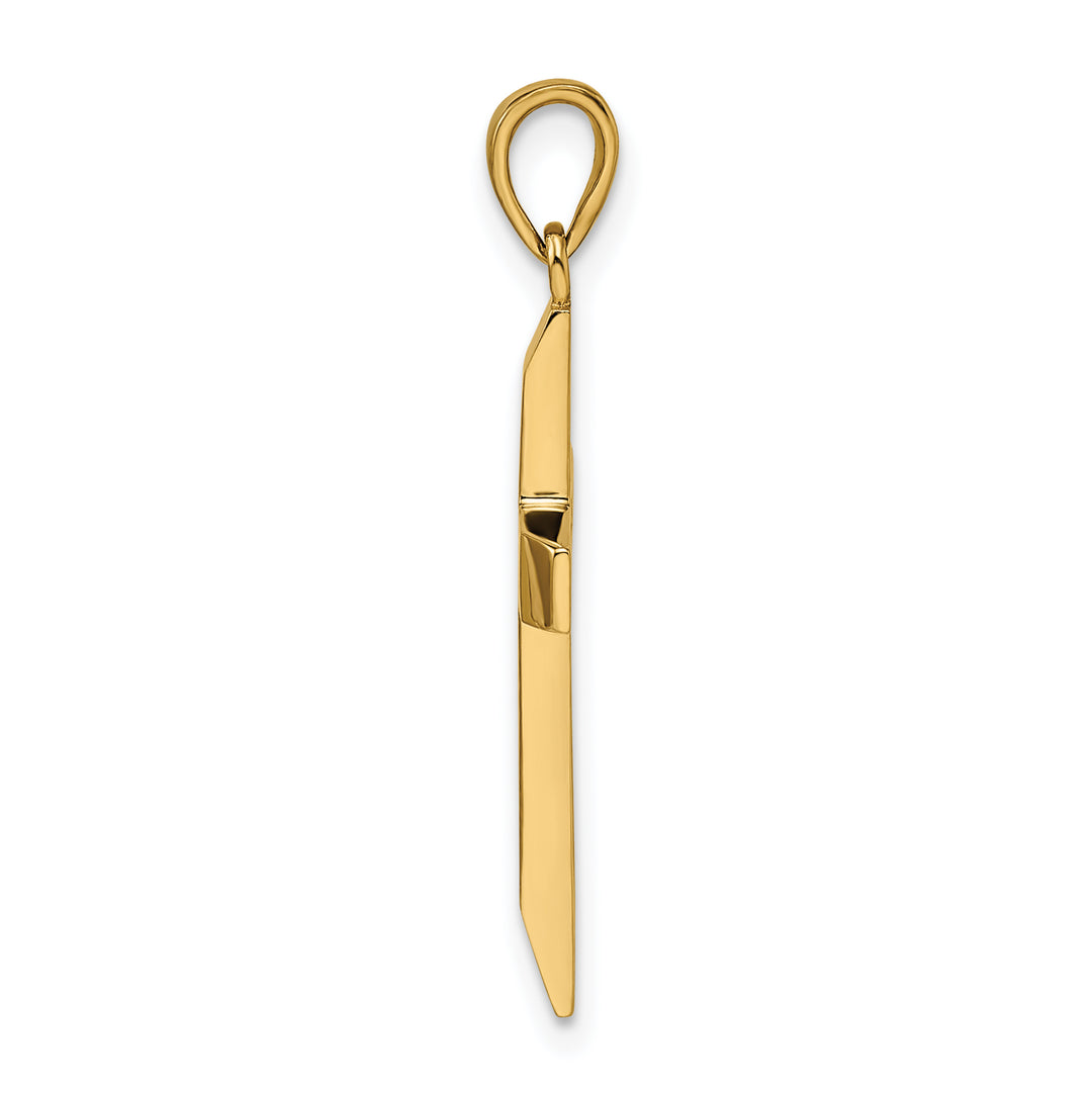 14k Satin/Polished Beveled Medium Latin Cross Pendant