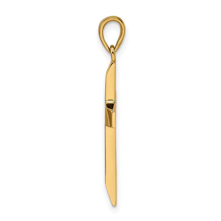 14k Satin/Polished Beveled Medium Latin Cross Pendant