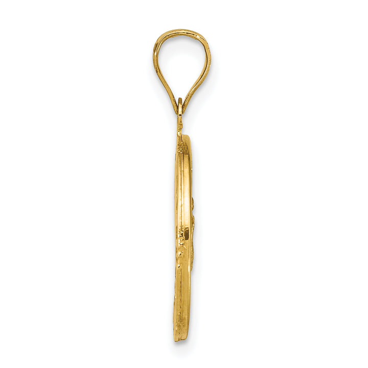 14K Rose and White-plated Polished CZ Baguettes Mary Round Pendant