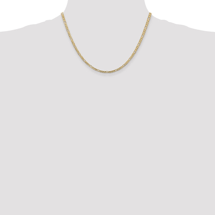14k 3mm Concave Open Figaro Chain