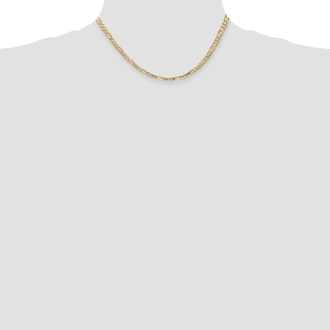 14k 4mm Concave Open Figaro Chain