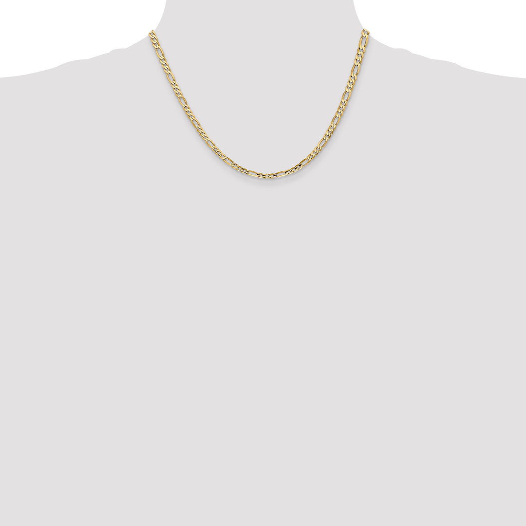 14k 4mm Concave Open Figaro Chain