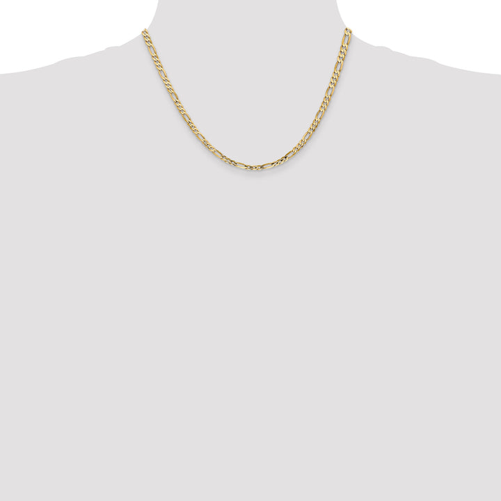 14k 4mm Concave Open Figaro Chain