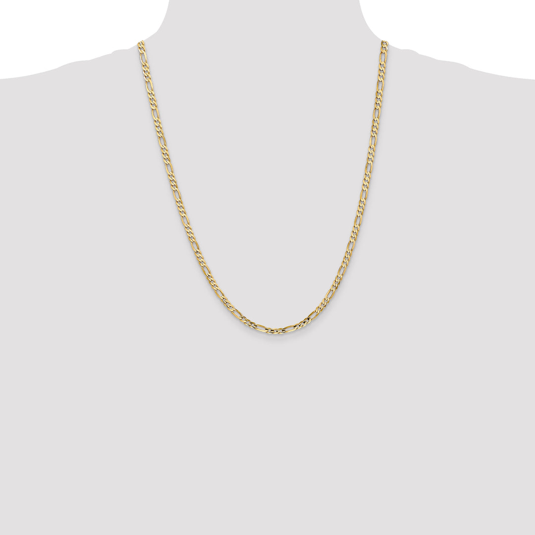 14k 4mm Concave Open Figaro Chain