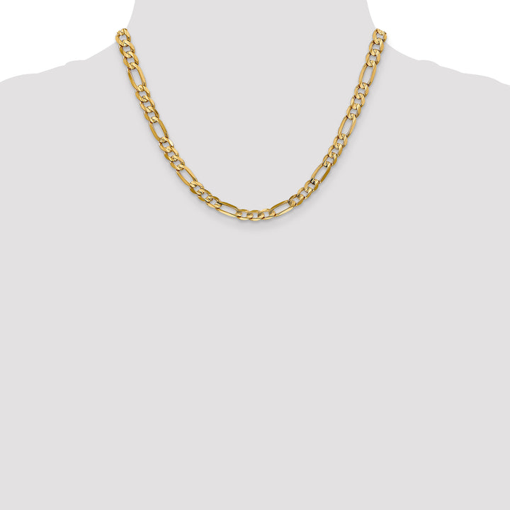 14k 6mm Concave Open Figaro Chain