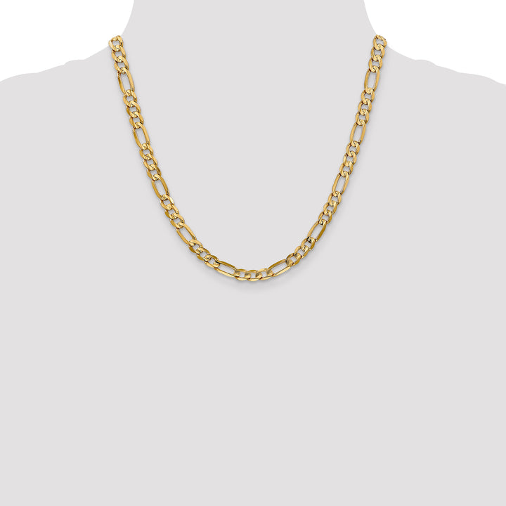 14k 6mm Concave Open Figaro Chain