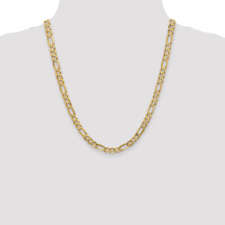 14k 6mm Concave Open Figaro Chain