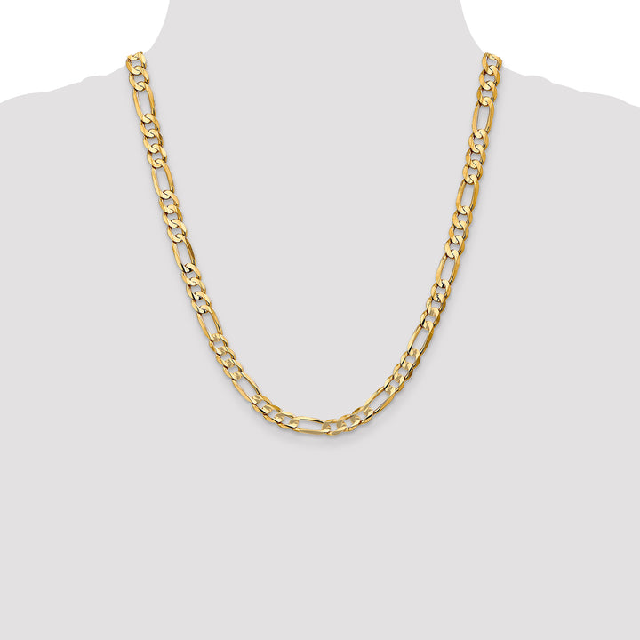 14k 6.75mm Concave Open Figaro Chain