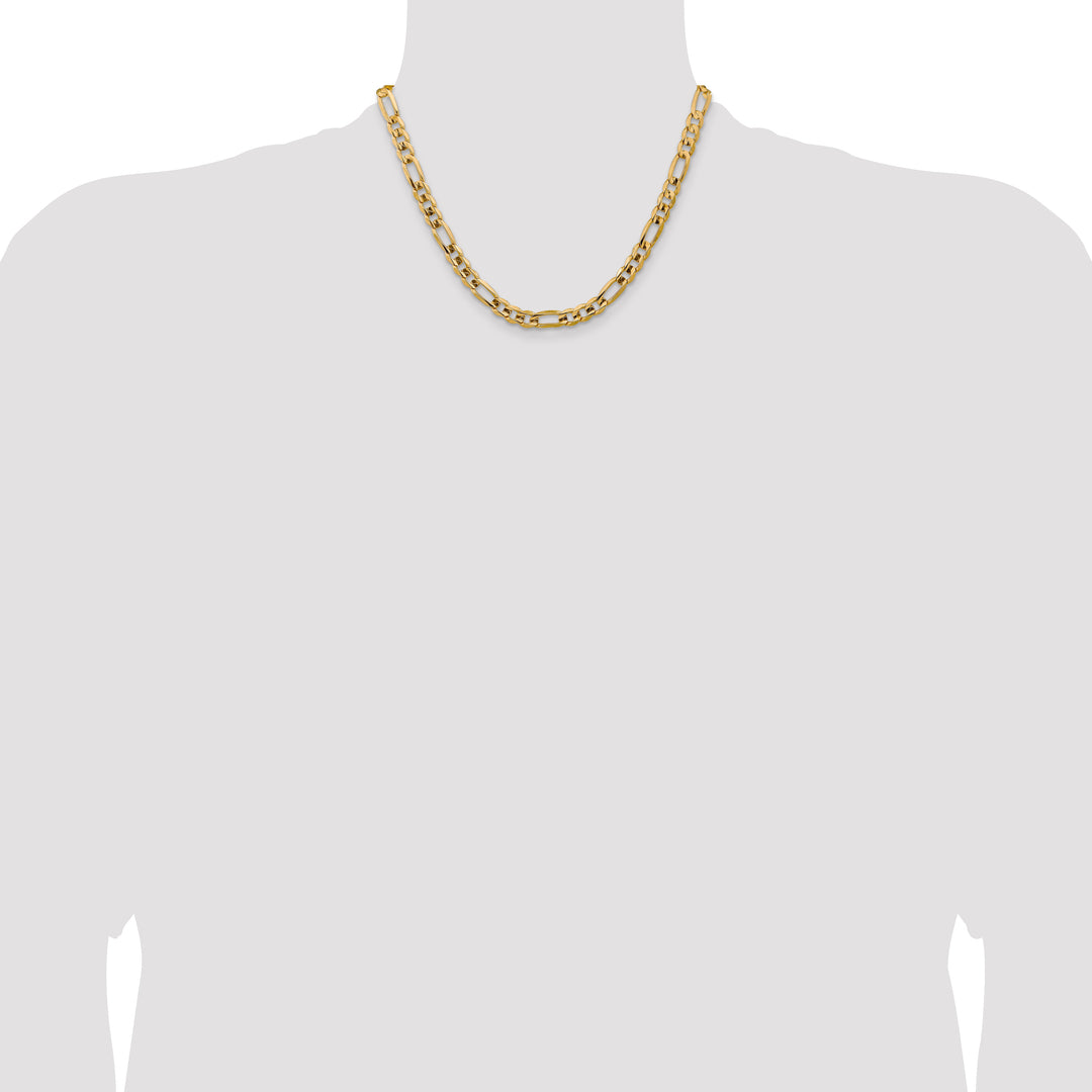 14k 7.5mm Concave Open Figaro Chain