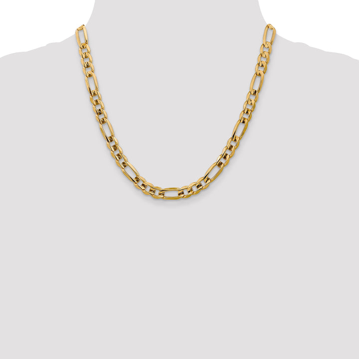 14k 7.5mm Concave Open Figaro Chain