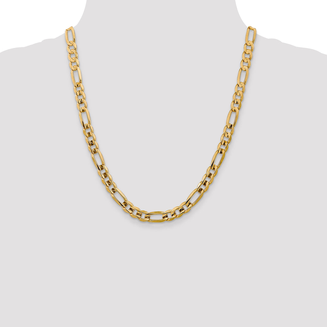 14k 7.5mm Concave Open Figaro Chain