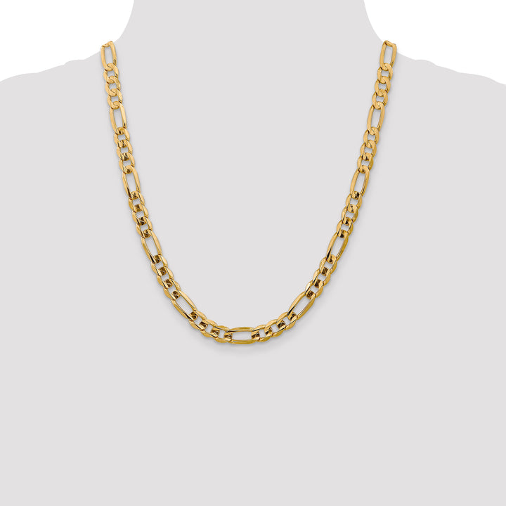 14k 7.5mm Concave Open Figaro Chain