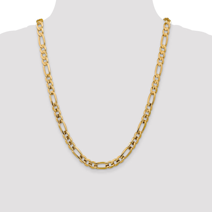 14k 7.5mm Concave Open Figaro Chain