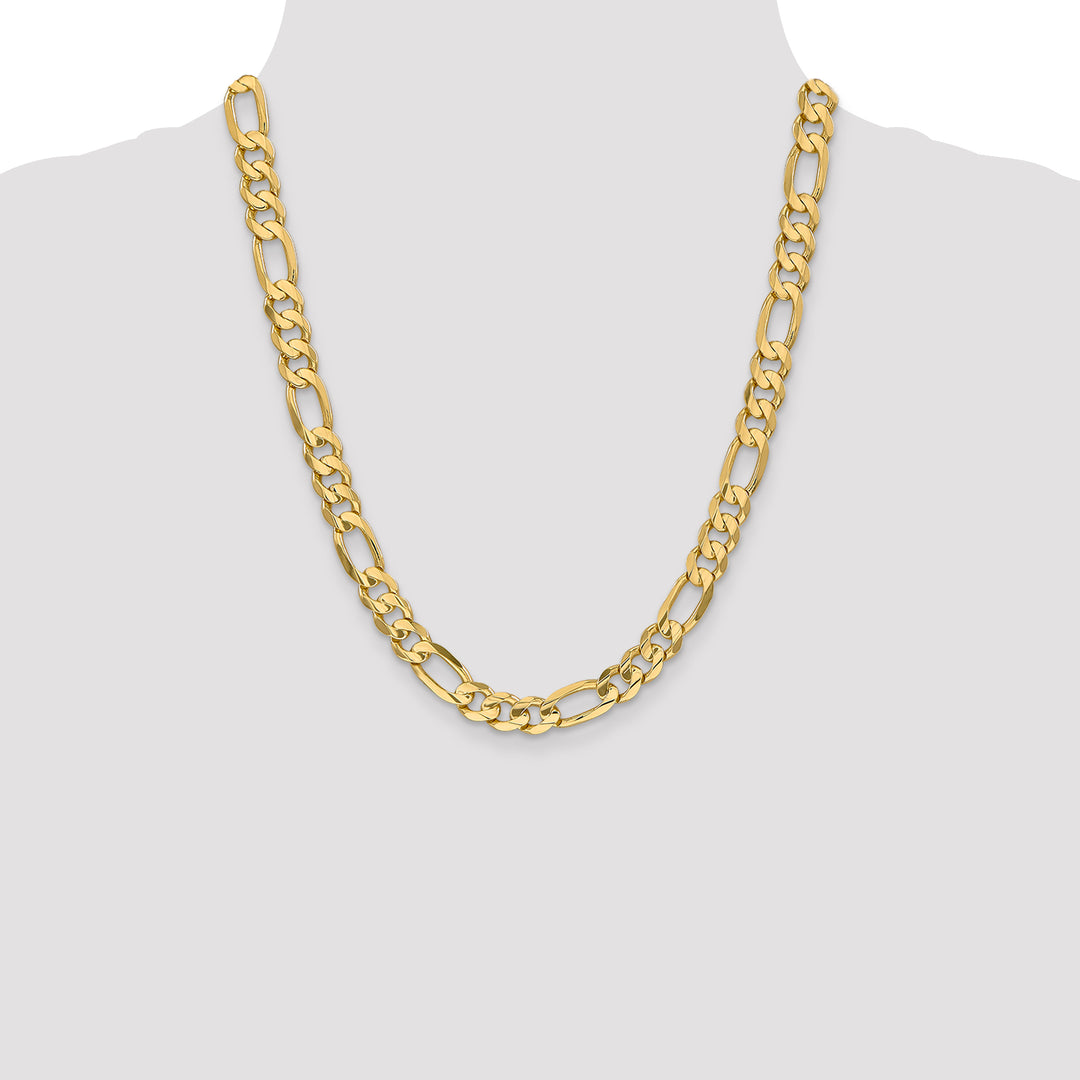 14k 8.75mm Concave Open Figaro Chain
